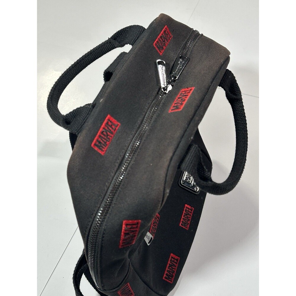 Loungefly Disney Marvel Red Embroidered Black Canvas Square Backpack Bag Pack - Picture 9 of 12